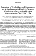 Cover page: Evaluation of no evidence of progression or active disease (NEPAD) in patients with primary progressive multiple sclerosis in the ORATORIO trial