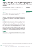 Cover page: Age-at-Onset and APOE-Related Heterogeneity in Pathologically Confirmed Sporadic Alzheimer Disease