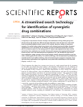 Cover page: A streamlined search technology for identification of synergistic drug combinations