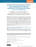 Cover page: Episodic memory improvement in illiterate adults attending late-life education irrespective of low socioeconomic status: insights from the PROAME study