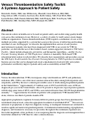 Cover page: Venous thromboembolism safety toolkit: A systems approach to safe practice interventions.