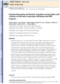 Cover page: Emotional Reactivity and Emotion Regulation Among Adults With a History of Self-Harm: Laboratory Self-Report and Functional MRI Evidence