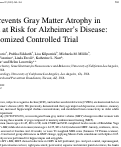 Cover page: Yoga Prevents Gray Matter Atrophy in Women at Risk for Alzheimer's Disease: A Randomized Controlled Trial.