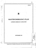 Cover page: Lawrence Berkeley Laboratory Master Emergency Plan