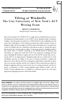 Cover page: Tilting at Windmills: The City University of New York's ACT Writing Exam