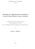 Cover page: Modeling and Optimization for Irrigation Control Using Wireless Sensor Networks