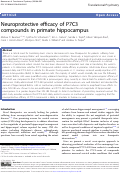 Cover page: Neuroprotective efficacy of P7C3 compounds in primate hippocampus