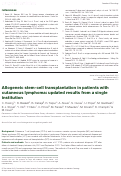 Cover page: Allogeneic stem-cell transplantation in patients with cutaneous lymphoma: updated results from a single institution.