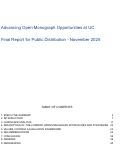 Cover page of Advancing Open Monograph Opportunities at UC: November 2025&nbsp;Public Report