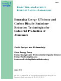 Cover page: Emerging Energy Efficiency and Carbon Dioxide Emissions-Reduction Technologies for Industrial Production of Aluminum: