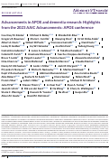 Cover page: Advancements in APOE and dementia research: Highlights from the 2023 AAIC Advancements: APOE conference.