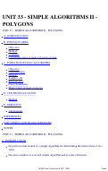 Cover page: Unit 33 - Simple Algorithms II - Polygons
