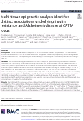 Cover page: Multi-tissue epigenetic analysis identifies distinct associations underlying insulin resistance and Alzheimer’s disease at CPT1A locus