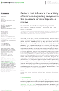 Cover page: Factors that influence the activity of biomass-degrading enzymes in the presence of ionic liquids—a review