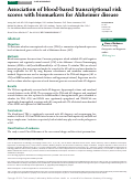 Cover page: Association of blood-based transcriptional risk scores with biomarkers for Alzheimer disease.