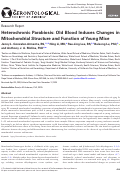 Cover page: Heterochronic Parabiosis: Old Blood Induces Changes in Mitochondrial Structure and Function of Young Mice.