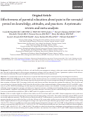 Cover page: Effectiveness of parental education about pain in the neonatal period on knowledge, attitudes, and practices: A systematic review and meta-analysis.
