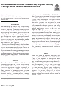 Cover page: Race Differences in Patient Experience by Hispanic Ethnicity Among Veteran Health Administration Users