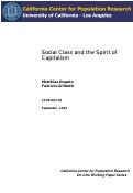 Cover page: Social Class and the Spirit of Capitalism