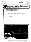 Cover page: NUCLEAR MATERIALS RESEARCH PROGRESS REPORTS FOR 1979