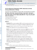 Cover page: Brief Report: HIV Pre-Exposure Prophylaxis Awareness and Use Among Adolescents in Kenya