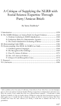 Cover page: A Critique of Supplying the NRLB with Social Science Expertise Through Party/ Amicus Briefs