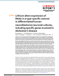Cover page: Lithium alters expression of RNAs in a type-specific manner in differentiated human neuroblastoma neuronal cultures, including specific genes involved in Alzheimer’s disease