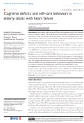 Cover page: Cognitive deficits and self-care behaviors in elderly adults with heart failure