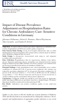 Cover page: Impact of Disease Prevalence Adjustment on Hospitalization Rates for Chronic Ambulatory Care–Sensitive Conditions in Germany