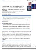 Cover page: Postoperative pain: factors and tools to improve pain management in children.
