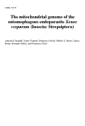 Cover page: The mitochondrial genome of the entomophagous endoparasite Xenos vesparum (Insecta: 
Strepsiptera)