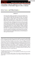 Cover page: Negotiating Urban Development in Africa: Transnational Communities of Embedded Support in Dar es Salaam