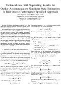 Cover page of Technical note with Supporting Results forOutlier Accommodation Nonlinear State Estimation:A Risk-Averse Performance-Specified Approach