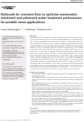 Cover page: Rationale for constant flow to optimize wastewater treatment and advanced water treatment performance for potable reuse applications