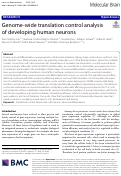 Cover page: Genome-wide translation control analysis of developing human neurons