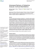 Cover page of Intranasal Delivery of Ketamine Induces Cortical Disinhibition.