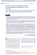 Cover page: Airway Hemorrhage Complicating Pulmonary Thromboendarterectomy: Risk Factors and Outcomes