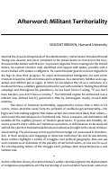 Cover page: Afterword: Militant Territoriality