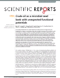 Cover page: Crude oil as a microbial seed bank with unexpected functional potentials