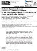 Cover page: Radiomic Signatures Derived from Diffusion-Weighted Imaging for the Assessment of Breast Cancer Receptor Status and Molecular Subtypes.