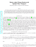 Cover page: On Matrix-Valued MongeKantorovich Optimal Mass Transport