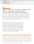 Cover page: Biallelic mutations in valyl-tRNA synthetase gene VARS are associated with a progressive neurodevelopmental epileptic encephalopathy