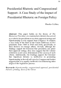 Cover page: Presidential Rhetoric and Congressional Support: A Case Study of the Impact of Presidential Rhetoric on Foreign Policy