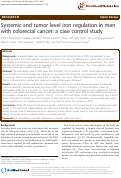 Cover page: Systemic and tumor level iron regulation in men with colorectal cancer: a case control study