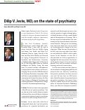 Cover page: Dilip V. Jeste, MD, on the state of psychiatry