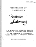 Cover page: I. A METHOD FOR DETERMINING RADIATIVE LIFETIMES OF HIGH-TSMPERATURE MOLECULES II. THE PROBABILITY OF SPONTANEOUS NUCLEAR REACTION IN MOLECULAR HYDROGEN.