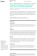 Cover page: How I Work Smarter: A Qualitative Analysis of Emergency Physicians’ Strategies for Clinical and Non-clinical Productivity