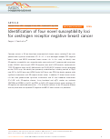 Cover page: Identification of four novel susceptibility loci for oestrogen receptor negative breast cancer.