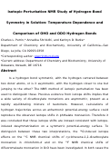 Cover page: Isotopic-Perturbation NMR Study of Hydrogen-Bond Symmetry in Solution: Temperature Dependence and Comparison of OHO and ODO Hydrogen Bonds
