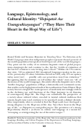 Cover page: Language, Epistemology, and Cultural Identity: "Hopiqatsit Aw Unangvakiwyungwa" ("They Have Their Heart in the Hopi Way of Life")